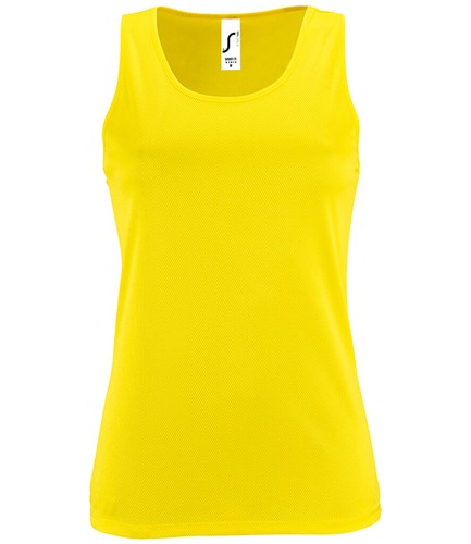 Womens Ladies Sporty Polyester Performance Tank Top Vest Sleeveless T-Shirt - Picture 7 of 10