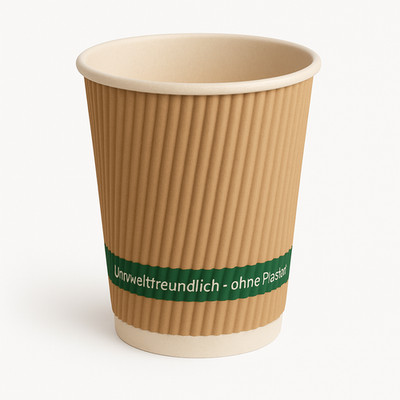 Riffelbecher 300ml 12oz Hellbraun Kraft Doppelwand Pappbecher Ripple Café