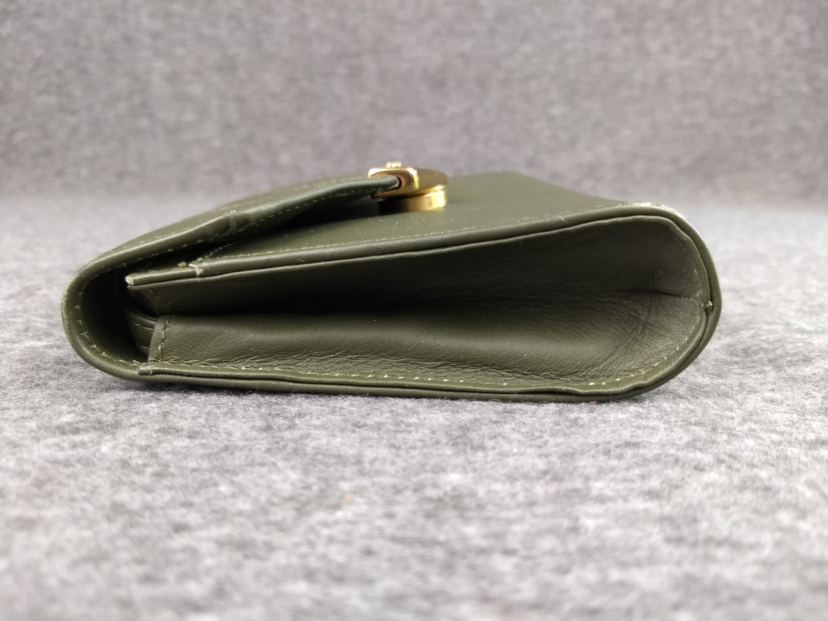 Mark Cross Leather Crossbody Wallet Belt Bag Olive Green Mini Purse Italy VTG View 5