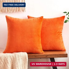 Fall Orange Throw Pillow Covers Decorative Velvet Set of 2 18x18 Inch Pillow Cov