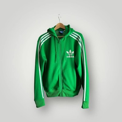 Adidas Originals Trefoil Track Hoodie Grün Weiß Streifen Full Zip Y2K Größe M