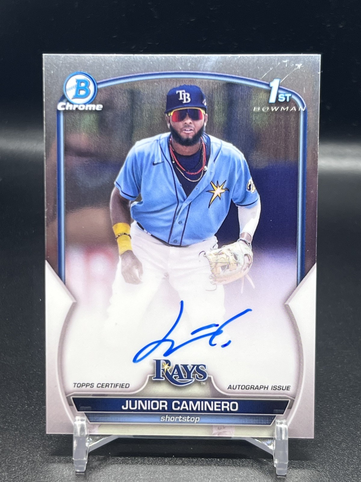 2023 Bowman Junior Caminero Chrome Auto 1st Prospect #CPA-JCR Rays