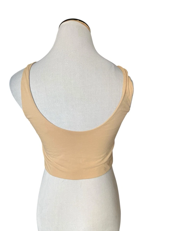 Pact Womens Everyday Double Scoop Longline Bra Size M Beige Organic Sustainable - Image 3 of 4
