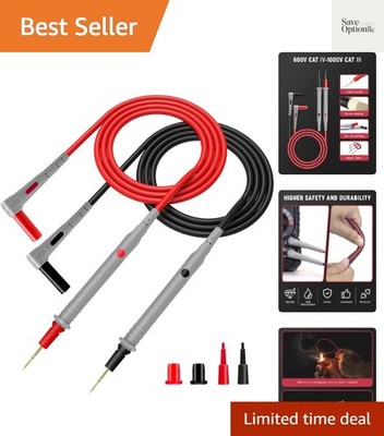 Silicone Multimeter  Leads, 48'' Gold-Plated Probes for CAT III 1000V Testing