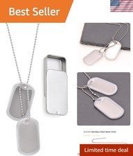Stainless Steel Dog Tags Military Set Complete with Chains & White Silencers