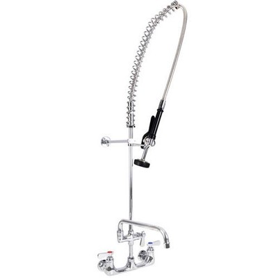 8 in Heavy Duty OptiFlow Wall Mount Pre Rinse Unit with 14 in AddOn