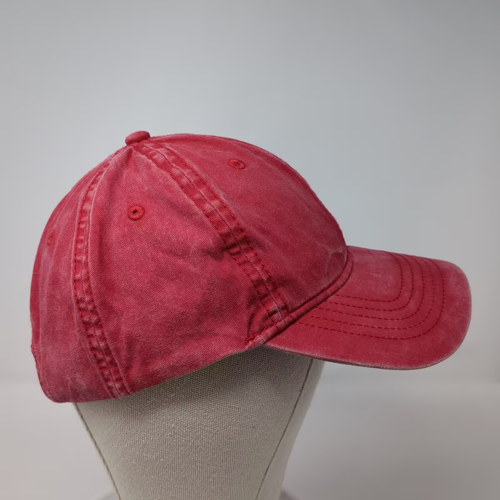 Red Baseball Cap Adjustable Slideback Washed Cott… - image 5