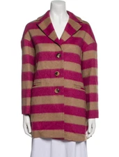 Red Valentino Wool Striped Coat Pink Beige Button Front Women’s XS