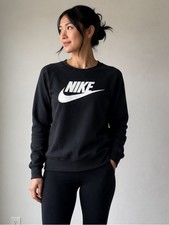 Nike Black Crewneck Sweatshirt Women s Small Oversized Graphic Logo Pullover
