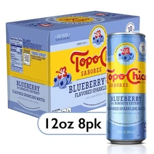 Topo Chico Sabores Blueberry with Hibiscus Extract 12oz 12 Fl Oz (Pack of 8) 