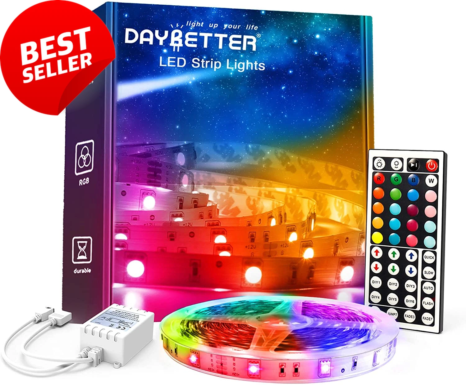 32.8ft LED Strip Lights RGB Color Changing Remote Room Decor