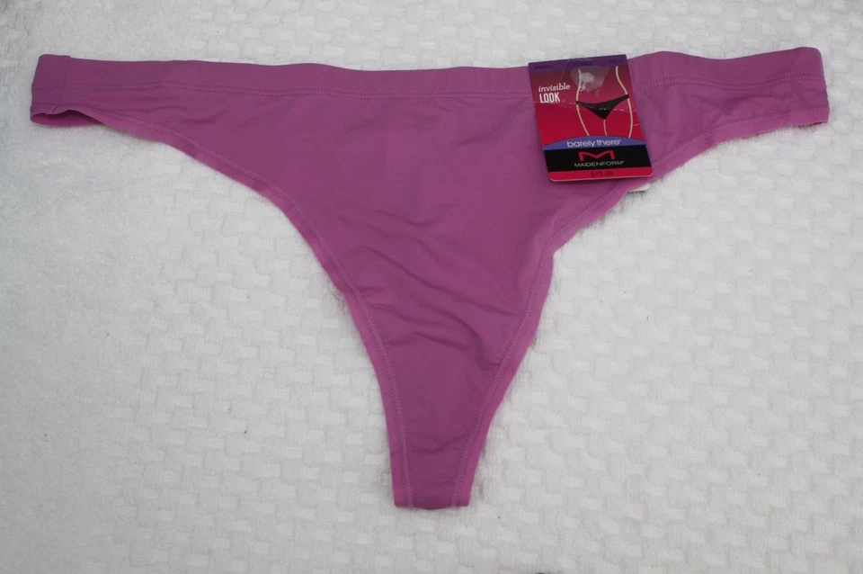 NWT set of 3 BARELY THERE invisible look THONG BLACK PURPLE FLORAL 9/2XL - Image 3 of 4