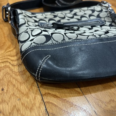 Coach 9362 Signature Soft Slim Duffle Shoulder Bag Gray & Black