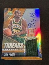2013 Spectra Gary Payton Threads Autograph /15 #25 - SSP Sonics Legend On Card