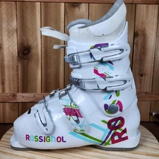 Rossignol Fun Girl Ski Boots Women Mondo 24.5 White 4 Buckle Alpine 245mm