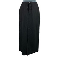 Vintage 90s Eddie Bauer Womens 6 P Black Cargo Wool Blend Maxi Skirt Gorp Core