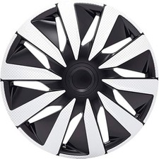 FOR RENAULT CLIO 14" INCH WHEEL TRIMS BLACK & SILVER HUB CAPS LAZ 4PC