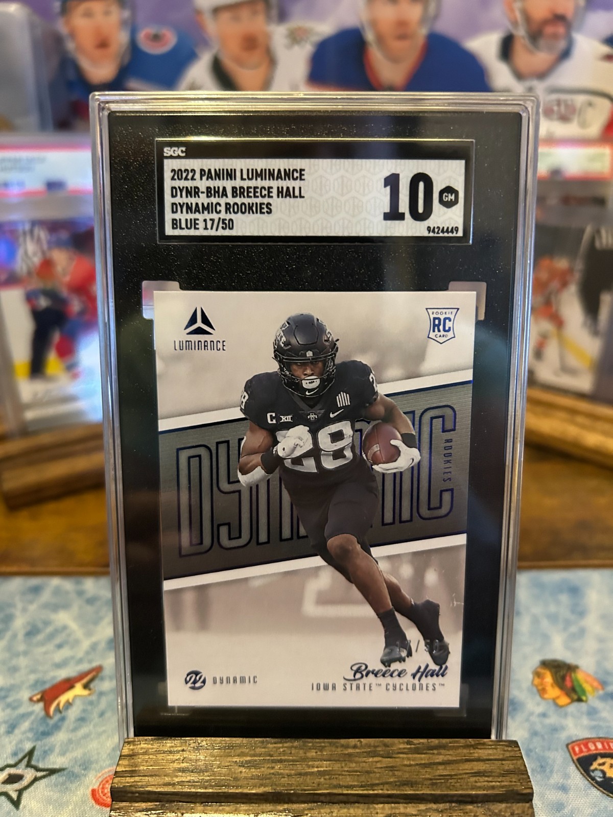 BREECE HALL 2022 PANINI LUMINANCE DYNAMIC ROOKIES BLUE /50 #DYNR-BHA SGC 10