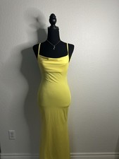 Shein solid yellow open back maxi dress