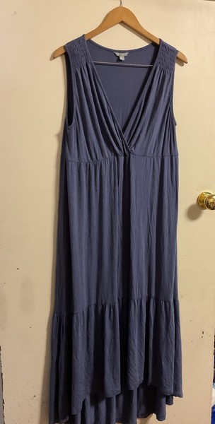 Suzanne Grae Lavender Maxi Sleeveless T Shirt Dress Crossover V-Neck Size XL