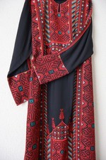 Traditional Palestinian / Jordanian Embroidered Thobe Kaftan Dress Black -ZAHIRA