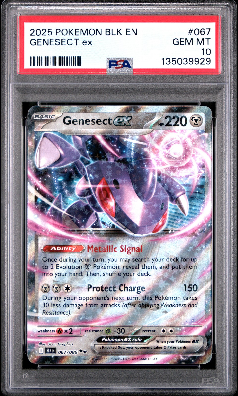 2025 POKEMON BLK EN-BLACK BOLT #067 GENESECT EX PSA 10