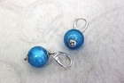 Vintage ITALY Azure Murano Glass Earrings in Sterling Silver 925
