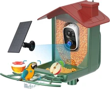 Smart Bird Feeder w/Solar Powered Camera, Wild Bird Watching Cam 2K Resolution