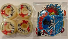 NIKI RED BROOKLYN BAPTIZER 54MM 96A NOS SKATEBOARD WHEELS + 5 ORIGINAL DECALS