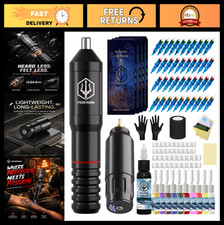 Wireless Tattoo Gun Kit - Tattoo Pen with 40 Needles, 11 Inks, 1500mAh Battery,