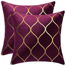 Gold Velvet Euro Sham Pillow Covers: 2 Pack 26x26 26" x 26" Pack of 2 Purple