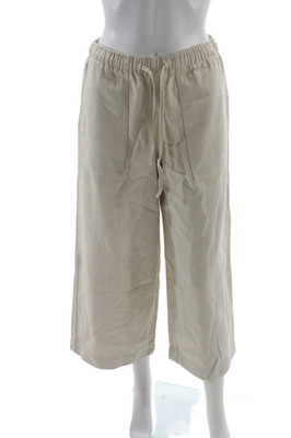 Z Supply Womens Cropped Beige Cotton Drawstring Pants Size S