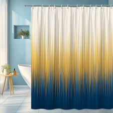 Stylish Ombre Shower Curtain in Navy and Gold - Modern Bathroom Decor
