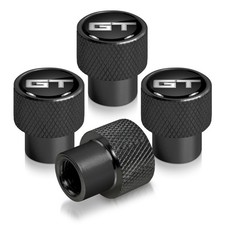 Ford Mustang Gt In Black On Black Aluminum Tire Valve Stem Caps