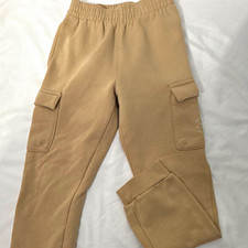 Converse All Star Boys Beige Fleece Jogger Pants S Elastic Waist Pockets