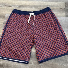 Fair Harbor Mens Anchor Blue Geometric Print Lined Swim Shorts Trunks Beach M