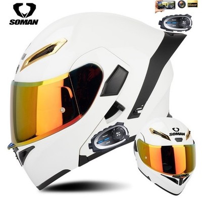 Full Face Motorcycle Helmet Bluetooth with Camera and Intercom Motorbike Helmet
