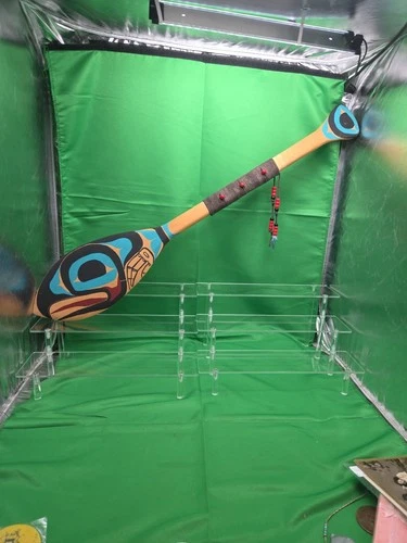 Northwest Coast Squaxin  Tribe Stan Marsden Eagle Native Painted Paddle Handle