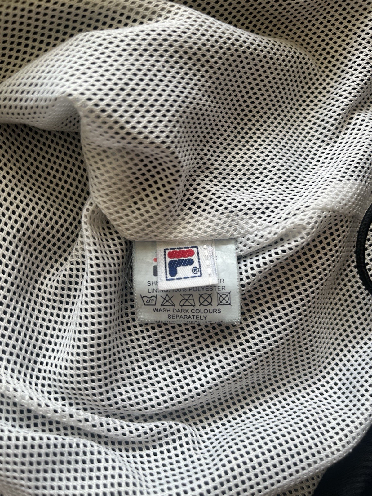 Giacca a vento Fila pista con cappuccio leggera linea bianca nera uomo XS