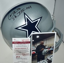 LARRY BROWN AUTOGRAPHED VSR4 FULL SIZE REPL HELMET DALLAS COWBOYS SB XXX MVP JSA