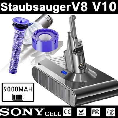 9000mAh Akku Für Dyson V8 Absolute Animal SV10 Staubsauger Range SONY Ersatzakku