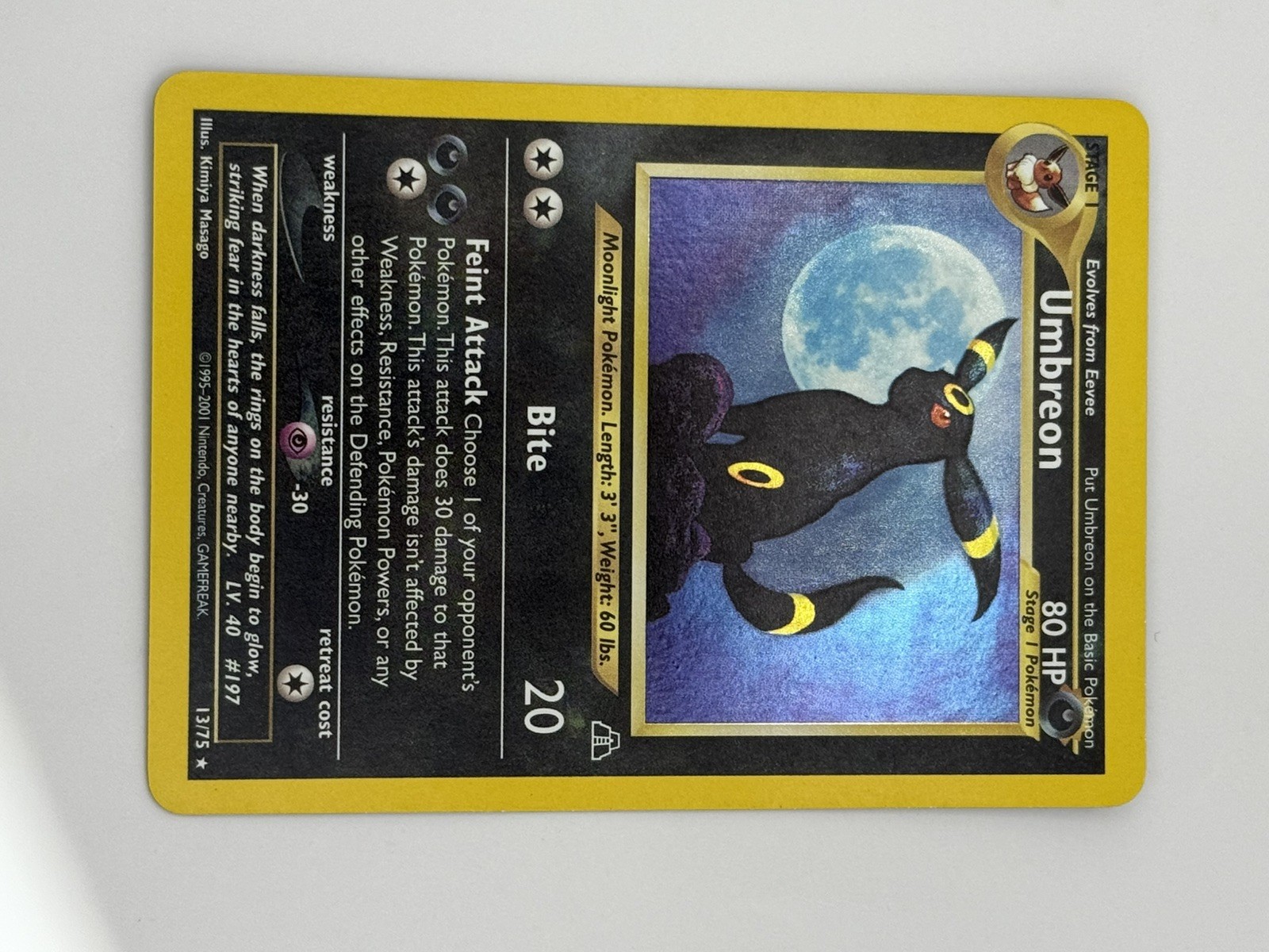 Umbreon 13 /75 Neo Discovery 2001 Holo * Vintage Pokemon Card - NM
