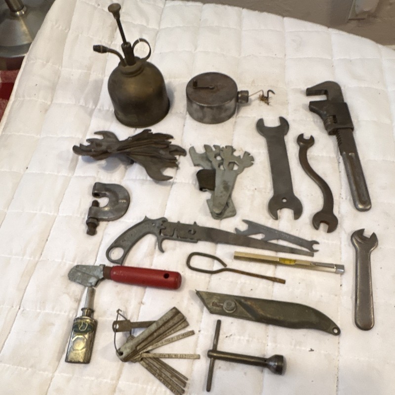 VINTAGE 17 PCS TOOL LOT  BIKE REPAIR-SNAP-ON - WRENCHES —MUST SEE. “24 PHOTOS “