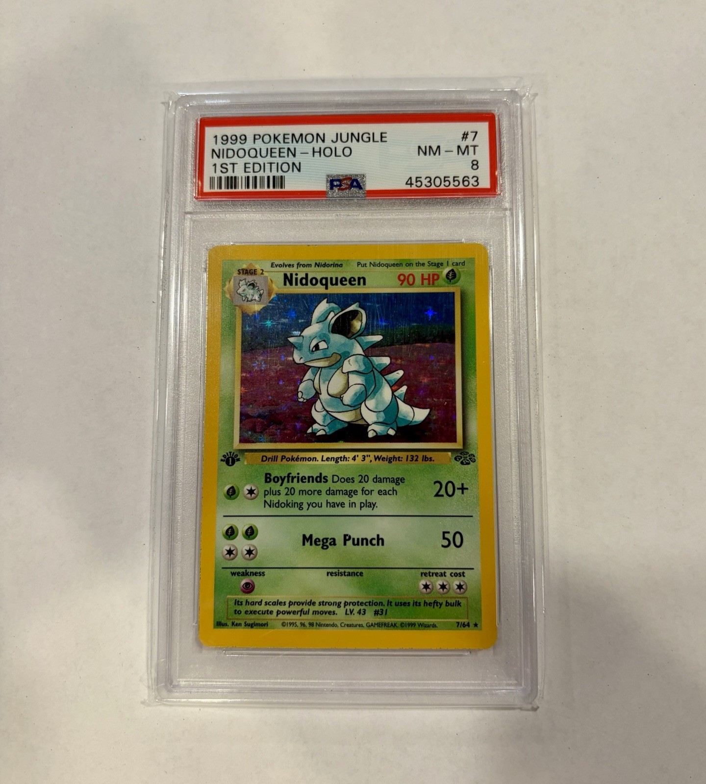 1999 POKEMON JUNGLE 1ST EDITION #7 NIDOQUEEN-HOLO PSA 8