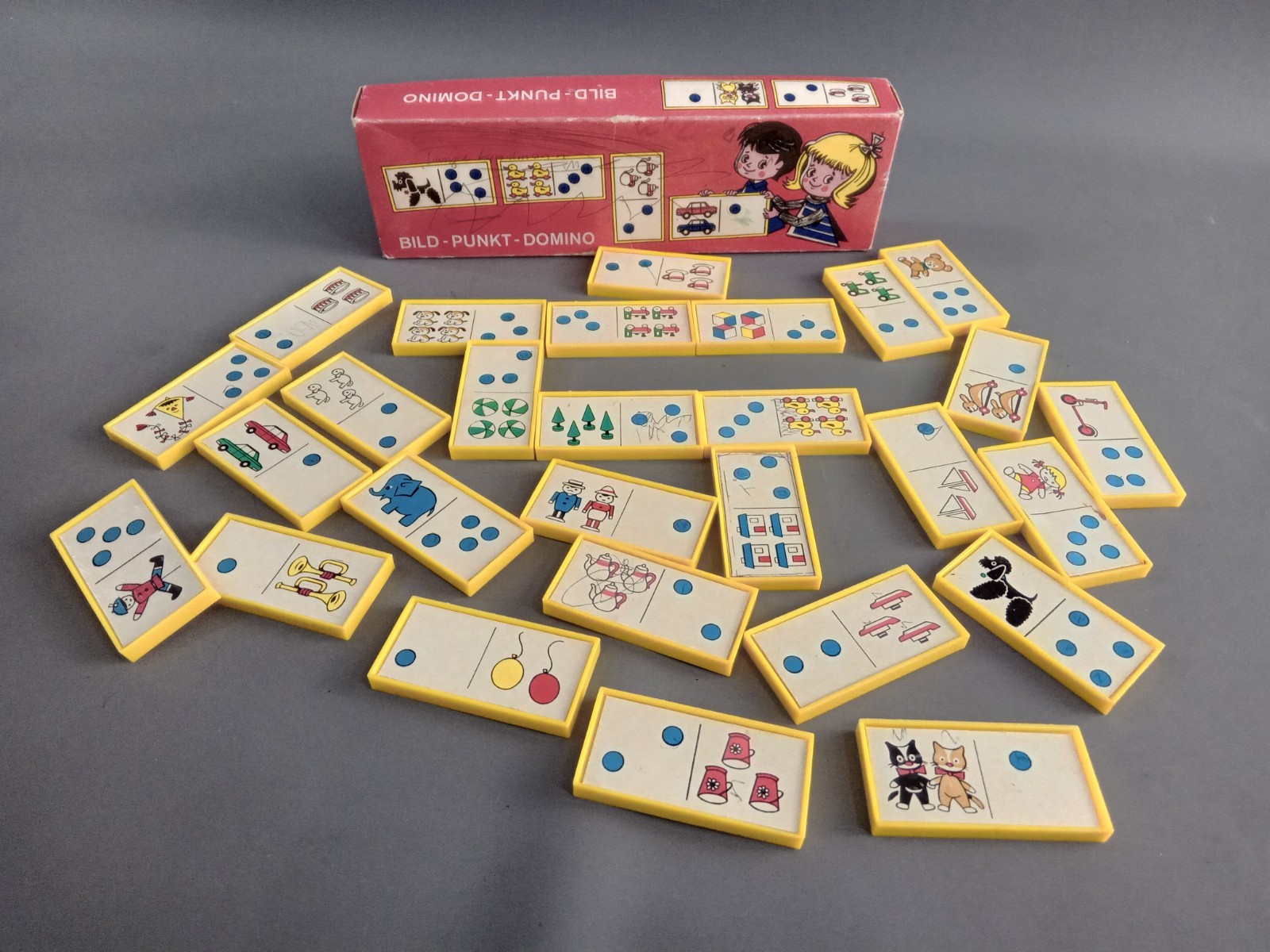 DDR immagine punto domino scatola originale con descrizione cameretta giocattolo gioco educativo vecchio! foto 2