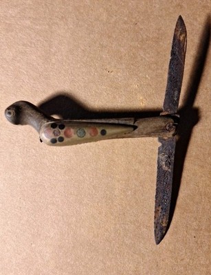 Antique Figural Bird pocket knife Handmade DAMAGED
