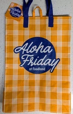 NWT Foodland Hawaii Aloha Friday Orange Palaka Reusable Shopping Bag