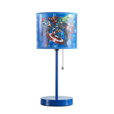 Idea Nuova Table Lamp For Kids Stick Lamp Printed Shade Pull Chain Bedroom Or