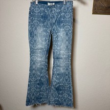 Women's We The Free Free People Paisley Print Medium Wash Flare Jeans Size 25