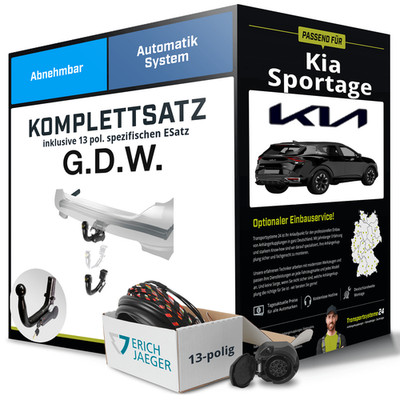 Für KIA Sportage IV Typ QL, QLE Anhängerkupplung abnehmbar +eSatz 13pol 18-